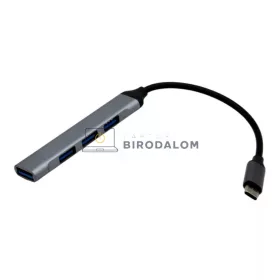   Univerzális 4 portos USB HUB elosztó (1x Type-C + 1x USB 3.0 + 3x USB 2.0), fekete