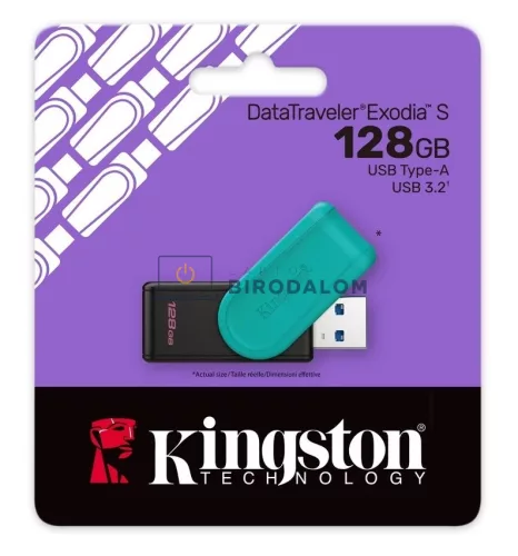 Kingston DataTraveler Exodia S 128GB USB 3.2 Gen 1 pendrive, fekete-türkiz
