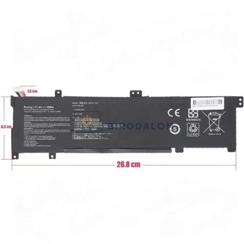 Asus VivoBook A501, A501L, A501LB, A501LX, K501 OEM laptop akkumulátor 11.4V 4240mAh (48Wh)