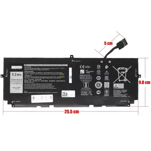Dell XPS 13 9300, 9310, 9380 OEM laptop akkumulátor, 7.6V 6500mAh (52Wh)