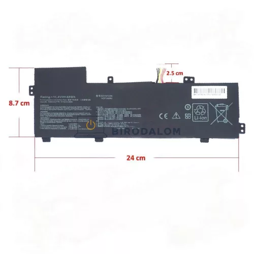 Asus ZenBook BX501UX, UX510UQ, UX510UW, UX510UX, U5000U OEM laptop akkumulátor, 11.4V 4240mAh (48Wh)
