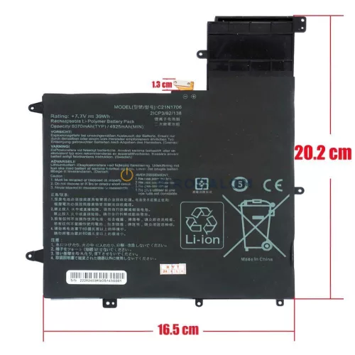 Asus ZenBook Flip S UX370UA, UX370F, Q325UA OEM laptop akkumulátor 7.7V 5025mAh (39Wh)