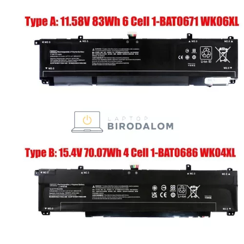 HP Omen 16-B, Victus 16-R, HP 16-WD, 16-WF OEM laptop akkumulátor, 11.58V 6880mAh (83Wh)