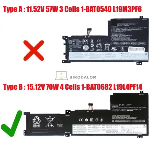 Lenovo Ideapad 5-15IIL05, Ideapad 5-15ARE05, Ideapad 5-15ITL05, Ideapad 5-15ALC05, XiaoXin-15IIL 15.12V 4630mAh (70Wh) O