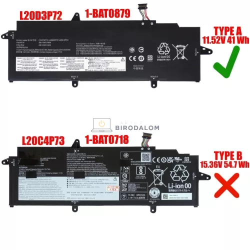 Lenovo ThinkPad X13 Gen 2, X13 Gen 3 11.52V 3564mAh (54.7Wh) OEM laptop akkumulátor