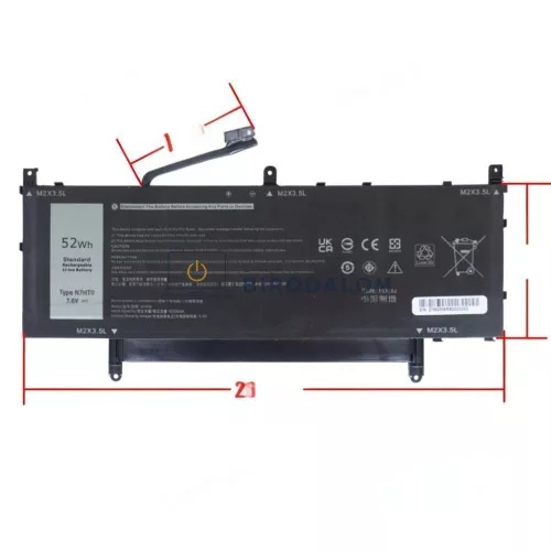 Dell Latitude 9510 OEM laptop akkumulátor, 7.6V 52Wh 6500mAh