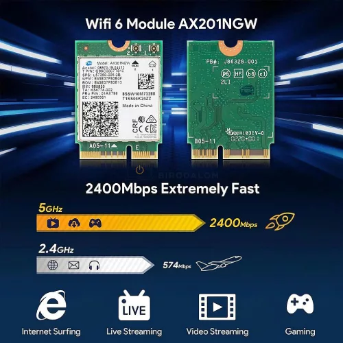 Intel AX201NGW gyári wifi kártya (Wi-Fi 6 (802.11ax), Bluetooth 5.2, M.2 2230, 2x2 MIMO, 2,4 GHz / 5 GHz)