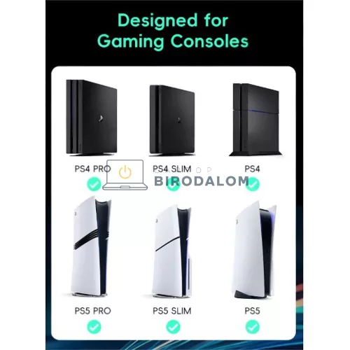 Sony PlayStation PS5, PS4, PS3 & Xbox Series X/S tápkábel (OEM), fekete
