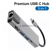 USB-C hub, 5 az 1-ben, beépített USB-C  (HDMI 4K@30Hz, 2x USB-A 3.0 (5Gbps), RJ45 Gigabit Ethernet) (OEM) (HW-TC21)