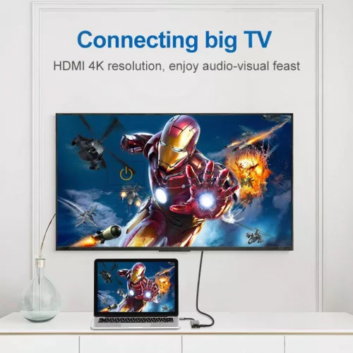 USB-C hub, 5 az 1-ben, beépített USB-C  (HDMI 4K@30Hz, 2x USB-A 3.0 (5Gbps), RJ45 Gigabit Ethernet) (OEM) (HW-TC21)