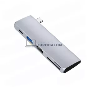 USB-C hub, 5 az 1-ben (1x USB-A 3.0 (5Gbps), 1x USB-A 2.0, SD kártyaolvasó) (OEM) (HW-TC40)