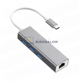 Ethernet adapter, 4 az 1-ben (RJ45 Ethernet, 3x USB 3.0) (OEM) (HW-TC15)
