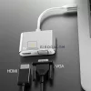 USB-C videó átalakító, 2 az 1-ben videokimenet (HDMI, VGA) (OEM)