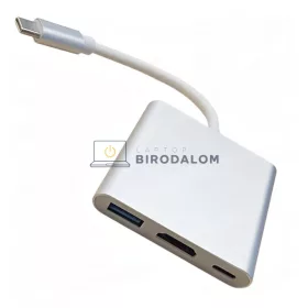 USB-C hub, 3 az 1-ben (HDMI, USB 3.0, Type-C (PD)) (OEM)
