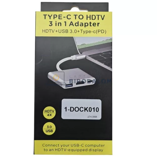 USB-C hub, 3 az 1-ben (HDMI, USB 3.0, Type-C (PD)) (OEM)