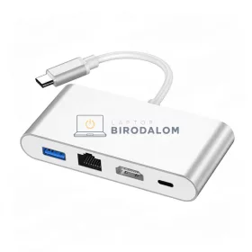 USB-C hub, 4 az 1-ben (HDMI, RJ45 Ethernet, USB 3.0, USB-C) (OEM)