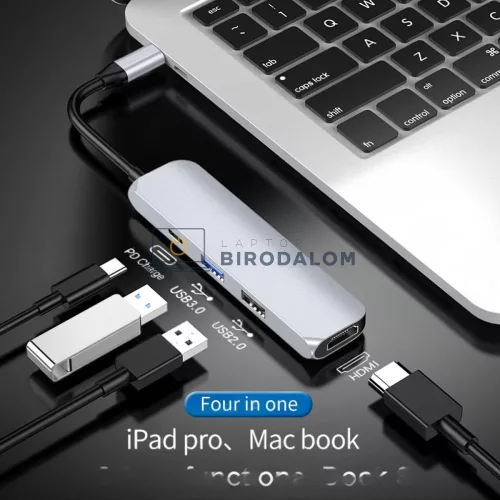 USB-C hub HDMI átalakítóval, 4K HD kimenet (HDMI 4K, USB) (OEM)