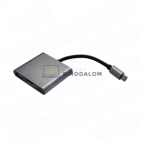 töltődokk, PD 100W, egygombos videóvált (USB-C PD 100W (bemenet/töltés), USB-C, HDMI 4K, USB 3.0) (OEM)