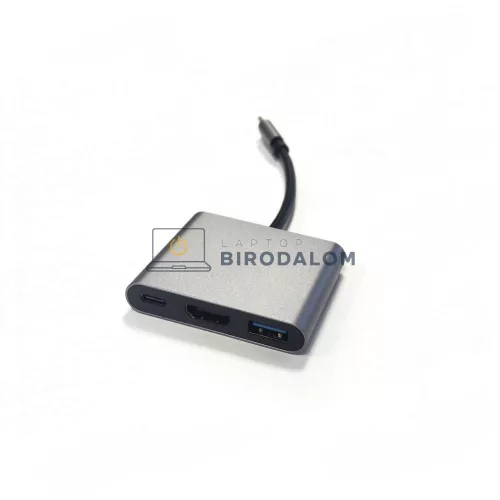 töltődokk, PD 100W, egygombos videóvált (USB-C PD 100W (bemenet/töltés), USB-C, HDMI 4K, USB 3.0) (OEM)