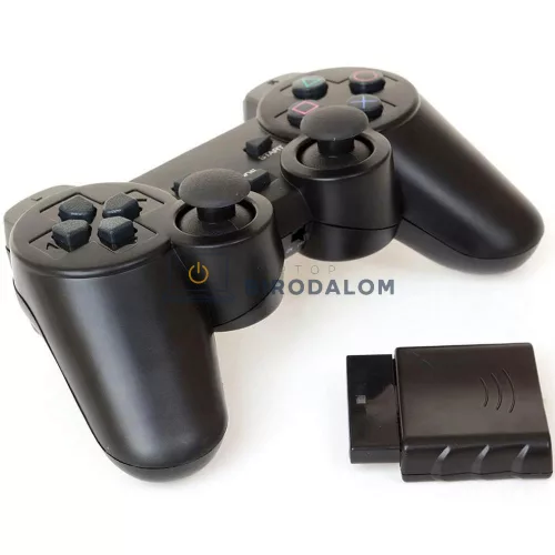 Sony PlayStation PS1 / PS2 Wireless 2.4G Dual Vibration kontroller (OEM), fekete