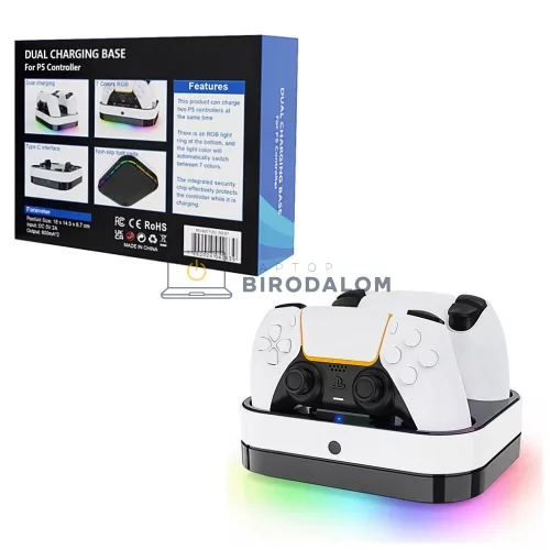 Sony DualSense Edge töltőállomás RGB fénnyel, PlayStation 5 PS5 kontroller töltőbázis (YZC-503P), fehér