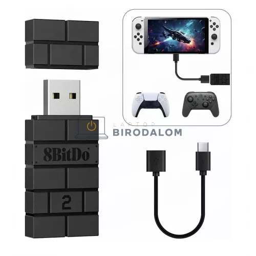 8Bitdo USB Bluetooth Wireless Adapter 2 – Nintendo Switch Pro / Joy-Con / PS3 / PS4 / PS5 / Xbox / Wii U Pro vezeték nélküli adapter