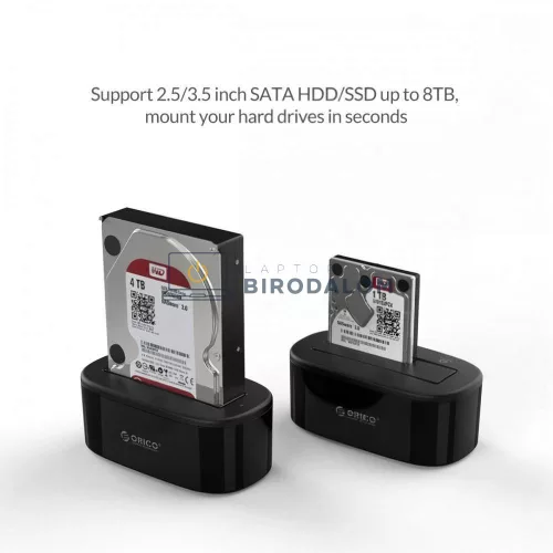 HDD dokkoló állomás, UASP támogatás, akár 8TB (USB 3.0 Type-B (5 Gbps), 1x SATA foglalat (2,5" / 3,5