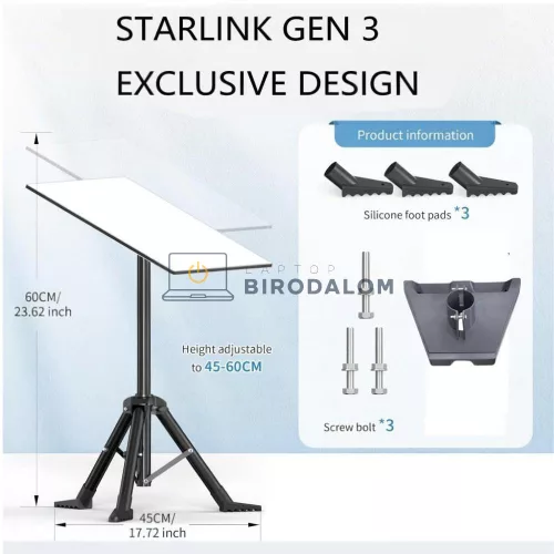 Starlink Mini / Starlink Gen 3 (V3) összecsukható állvány (tripod) cső-adapterrel, szürke