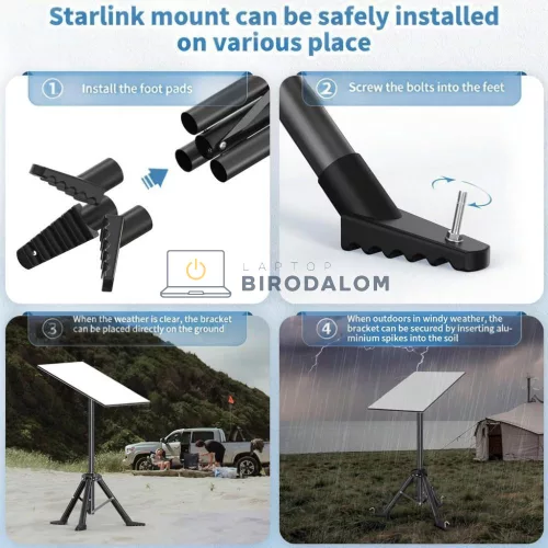 Starlink Mini / Starlink Gen 3 (V3) összecsukható állvány (tripod) cső-adapterrel, szürke