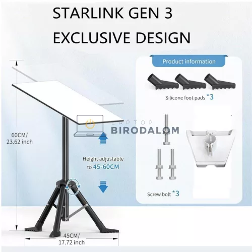 Starlink Mini / Starlink Gen 3 összecsukható tripod állvány, csőadapterrel (OEM)