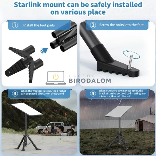 Starlink Mini / Starlink Gen 3 összecsukható tripod állvány, csőadapterrel (OEM)