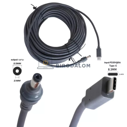 Starlink Mini USB-C to DC töltőkábel, 20m, 100W, vízálló (OEM)