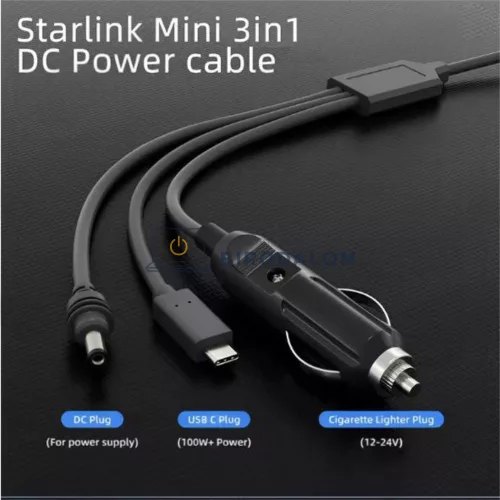 Starlink Mini autós töltőkábel, 12-24V, IP68, 10m (OEM) (1-PER0101, 1-PER0095)