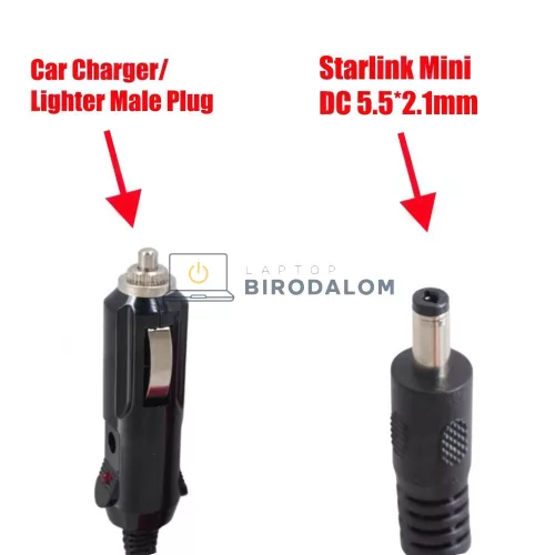 Starlink Mini autós 12-24V töltőkábel, 5m, 5.5mm*2.1mm (OEM)
