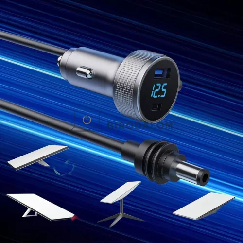 Starlink Mini autós töltőkábel 12V-48V, 3 m, digitális kijelzővel, USB-C PD 140W + USB-A 35W (OEM)