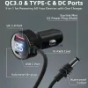 Starlink Mini autós töltőkábel 12V-48V, 3in1 USB-C PD 140W + USB-A 35W, digitális kijelző, 5 m (OEM)