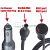 Starlink Mini autós töltőkábel 12V-48V, 3in1 USB-C PD 140W + USB-A 35W, digitális kijelző, 5 m (OEM)
