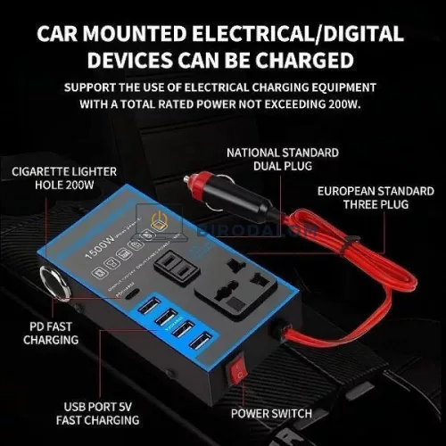 Starlink Mini feszültség átalakító (inverter), 12-24V DC / 220V AC, 1500W (OEM)