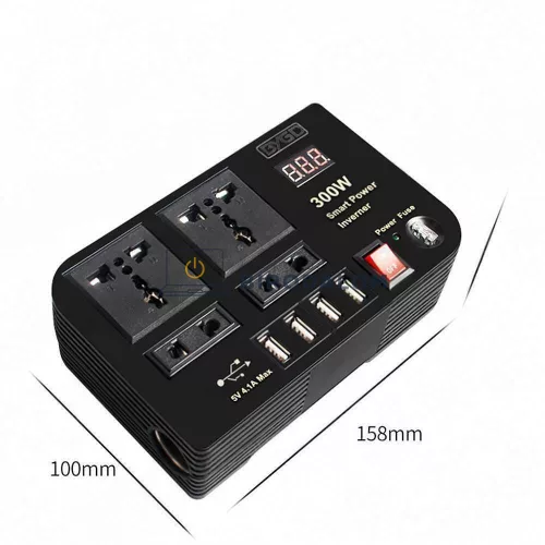Starlink Mini / Andowl E8982 autós feszültség-átalakító (inverter), 300W, 12V DC → 220V AC, 4x USB