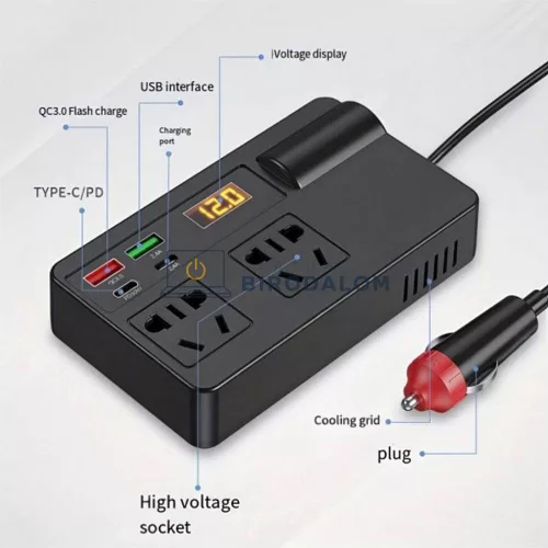 Starlink Mini autós feszültségátalakító, 200W, 12-24V DC → 220V AC (OEM) (C11-A)