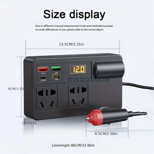 Starlink Mini autós feszültségátalakító, 200W, 12-24V DC → 220V AC (OEM) (C11-A)