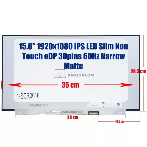 15.6" Full HD IPS laptop kijelző, matt (1920x1080, 30 pin, jobb) – BOE, Innolux, LG, AUO, CMN panel