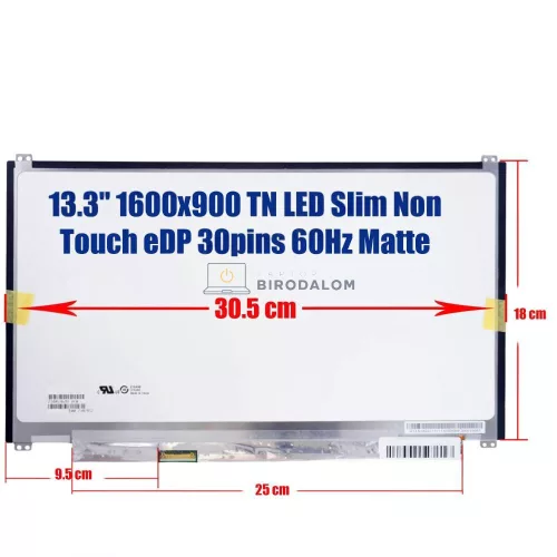Asus ZenBook UX303L, UX303LA, UX303LN 13.3" HD+ (1600×900) TN laptop kijelző (CLAA133UA03, 30 pin – bal)