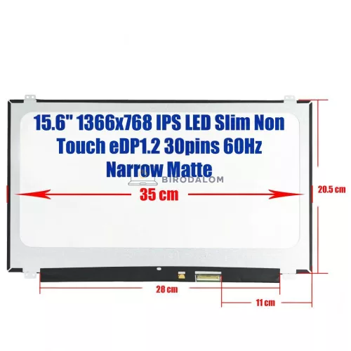 HP, Lenovo 15.6" HD TN laptop kijelző, 30 pin, jobb (NT156WHM-N45, N156BGA-EA3)