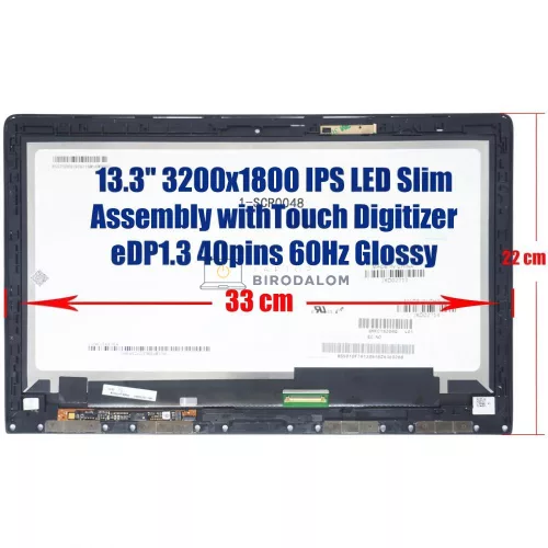 Lenovo Yoga 3 Pro-1370 80HE 13.3" WQXGA+ IPS érintőképernyős laptop kijelző (40 pin - jobb)