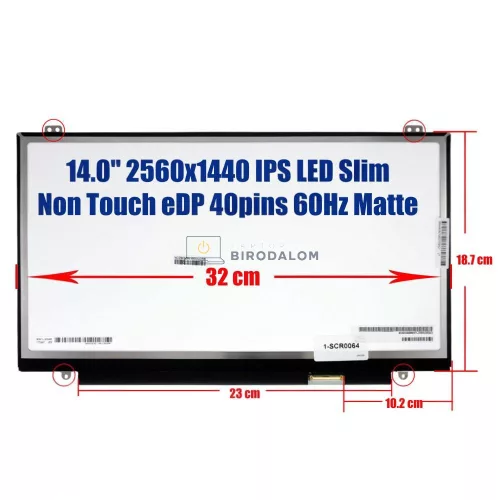 Dell Latitude E7470, HP EliteBook 840 G3, EliteBook 1040 G3 14.0" QHD (2560x1440) IPS Slim-LED matt laptop kijelző (40 pin, jobb)