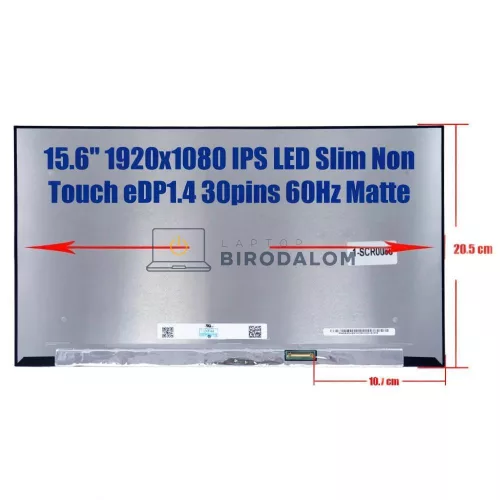 Dell Inspiron / Latitude / Precision, Asus 15.6" Full HD IPS LED kijelző, 30 pin jobb csatlakozó (NV