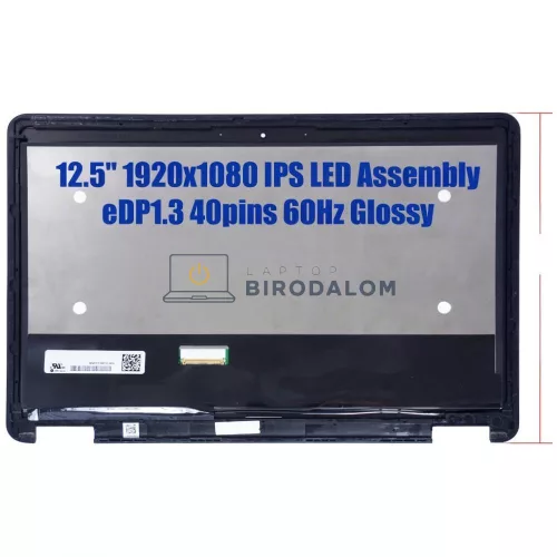Dell Latitude E7240, E5270 12.5" Full HD IPS érintőképernyős laptop kijelző (40 pin - bal)