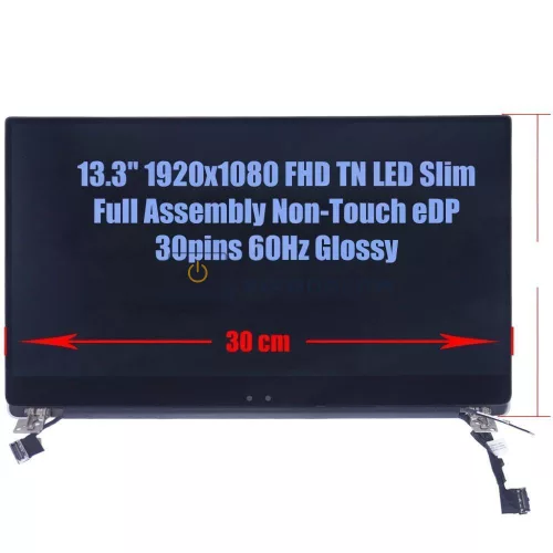 Dell XPS 13 9370 13.3" FHD TN laptop kijelző, ezüst (Full Assembly, JKC5H) (30 pin, jobb)