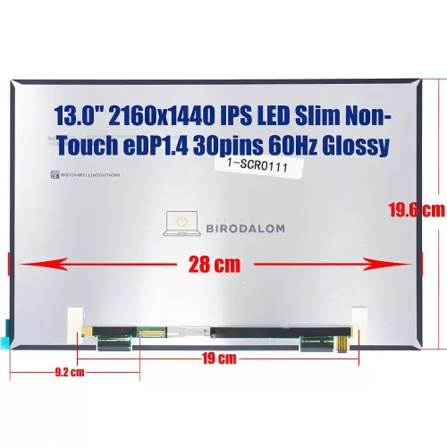 Huawei MateBook 13 HN-W19R, HN-W29R 13.0" WQHD (2160x1440) IPS fényes laptop kijelző, 30 pin - bal (P130ZFA-BA1)